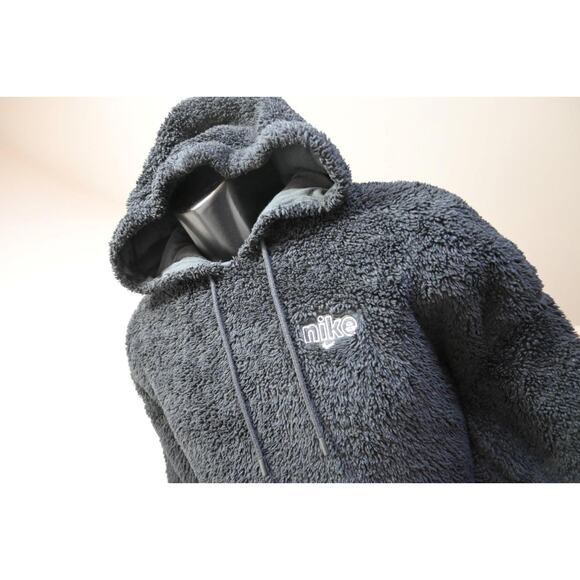 Nike Sherpa Hoodie Jacket Black Pull Over Sweater Womens Size Medium - Picture 4 of 12